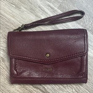 The Sak Deep Red Burgundy Genuine Leather Wristlet